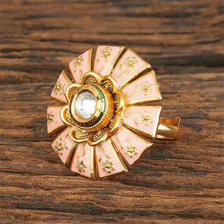 Antique Meenakari Ring With Matte Gold Plating