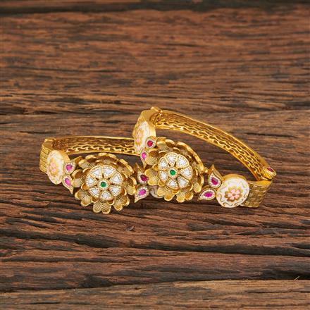 Antique Meenakari Bangles With Matte Gold Plating