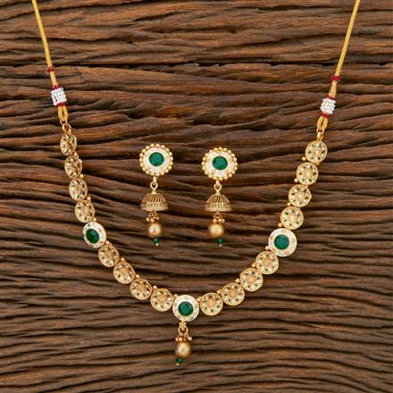 Antique Meenakari Necklace With Matte Gold Plating