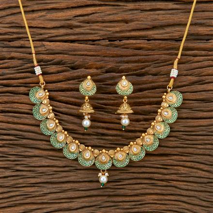 Antique Meenakari Necklace With Matte Gold Plating