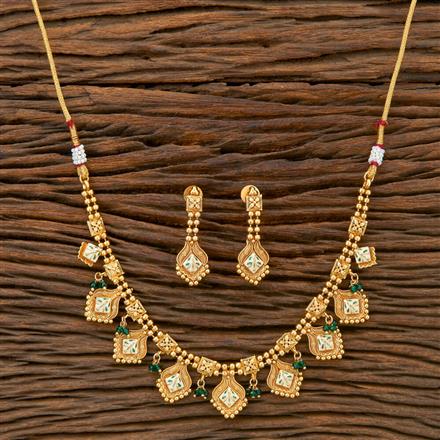 Antique Meenakari Necklace With Matte Gold Plating