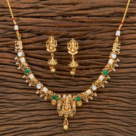 Antique Temple Necklace With Matte Gold Plating