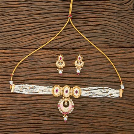 Antique Meenakari Necklace With Matte Gold Plating