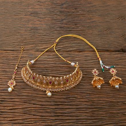 Antique Moti Necklace With Gold Plating