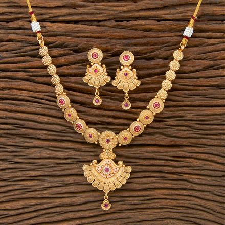 Antique Meenakari Necklace With Matte Gold Plating
