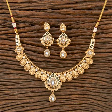 Antique Meenakari Necklace With Matte Gold Plating