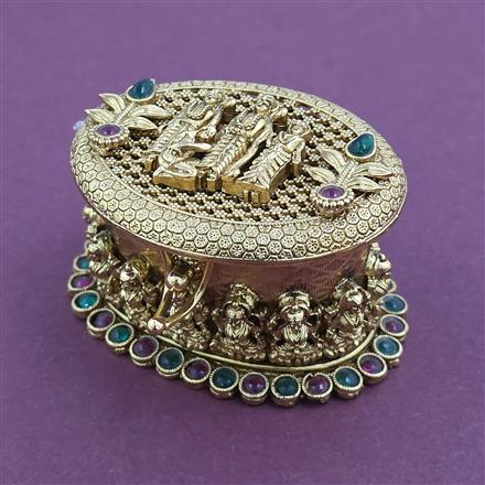 Antique Temple Sindoor Box with Gold Plating