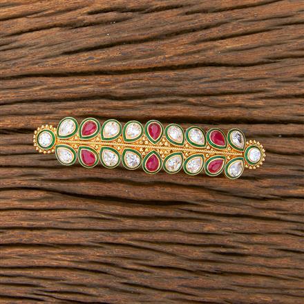 Antique Meenakari Hair Clip With Gold Plating