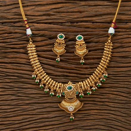 Antique Classic Necklace With Matte Gold Plating