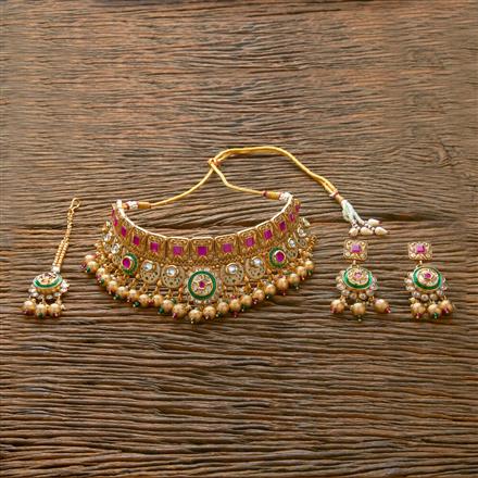 Antique Mukut Necklace With Matte Gold Plating