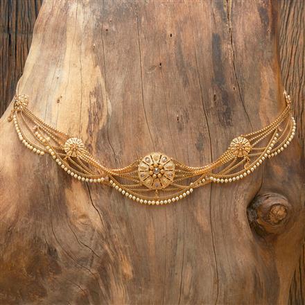 Antique Pearl Belt With Matte Gold Plating