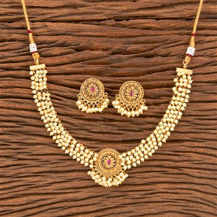 Antique Classic Necklace With Matte Gold Plating