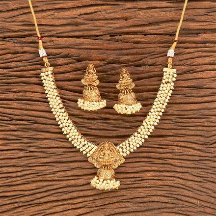 Antique South Indian Necklace With Matte Gold Plating