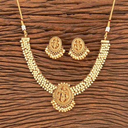 Antique South Indian Necklace With Matte Gold Plating