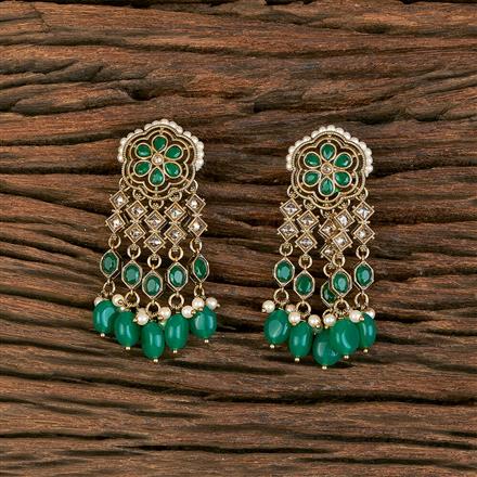 Antique Moti Earring With Mehndi Plating