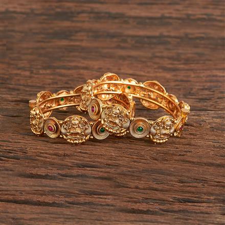 Antique Temple Bangles With Matte Gold Plating