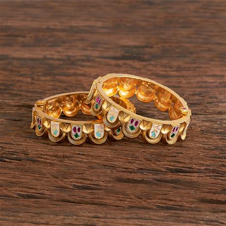Antique Meenakari Bangles With Matte Gold Plating