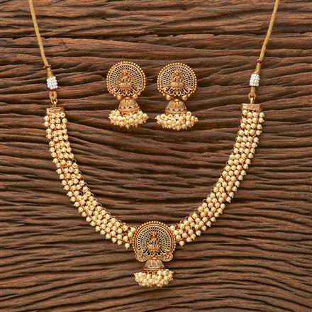 Antique South Indian Necklace With Matte Gold Plating