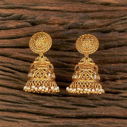 Antique Peacock Earring With Matte Gold Plating