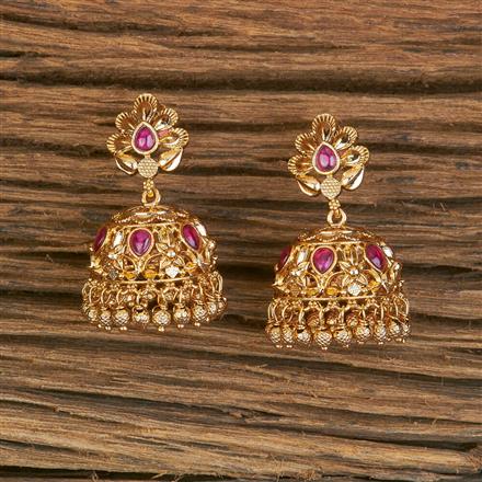 Antique Jhumki With Matte Gold Plating