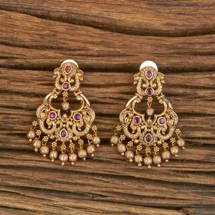 Antique South Indian Earring With Matte Gold Plating