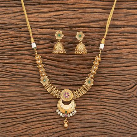 Antique Meenakari Necklace With Matte Gold Plating