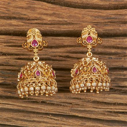 Antique Peacock Earring With Matte Gold Plating