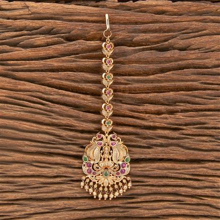 Antique South Indian Tikka With Matte Gold Plating