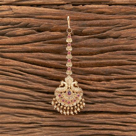 Antique Peacock Tikka With Matte Gold Plating