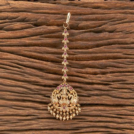 Antique Temple Tikka With Matte Gold Plating