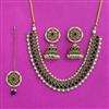 Antique Reverse Ad Stone Necklace Set With Mehndi Plating