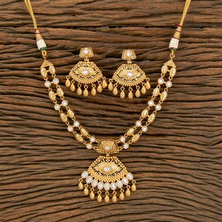 Antique Meenakari Necklace With Matte Gold Plating