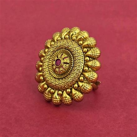 Antique Adjustable Ring With Matte Gold Plating