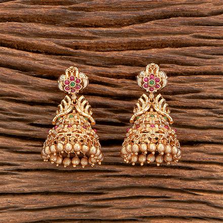 Antique South Indian Earring With Matte Gold Plating