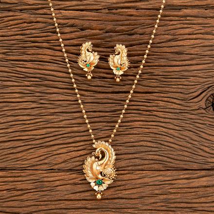 Antique Mala Pendant Set With Matte Gold Plating