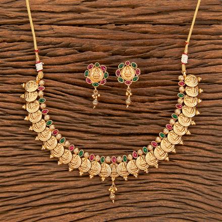 Antique South Indian Necklace With Matte Gold Plating