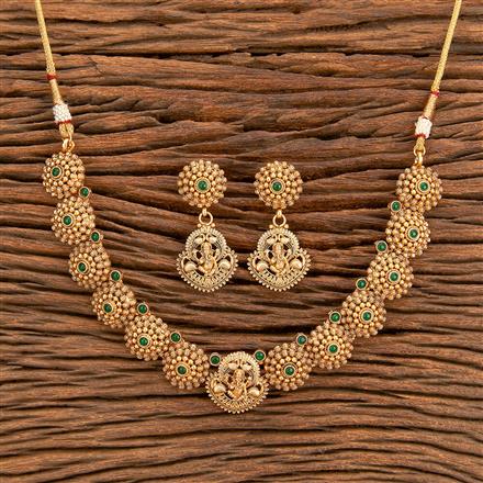 Antique South Indian Necklace With Matte Gold Plating