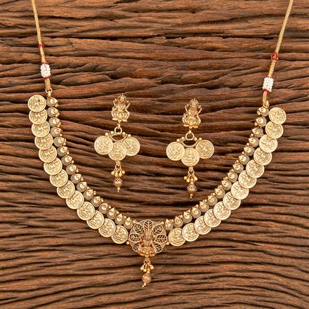 Antique Temple Necklace With Matte Gold Plating