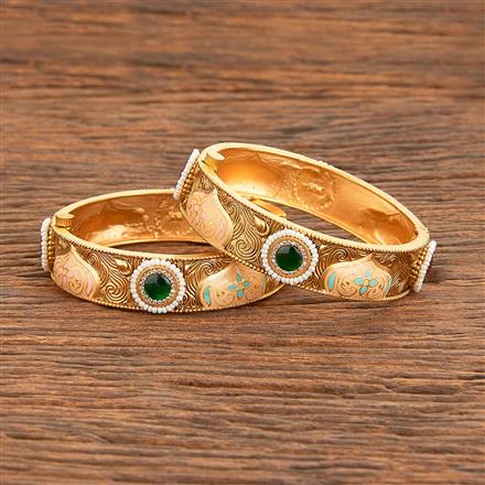 Antique Meenakari Bangles With Matte Gold Plating