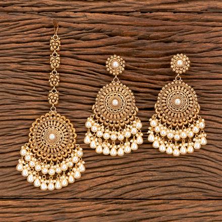 Antique Long Earring Tikka With Gold Plating