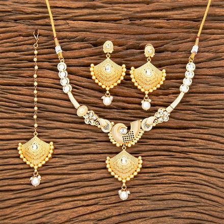 Antique Meenakari Necklace With Matte Gold Plating