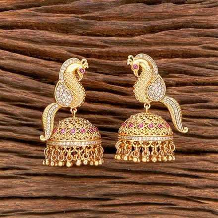 Antique Peacock Earring With Matte Gold Plating