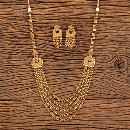 Antique Mala Necklace With Matte Gold Plating