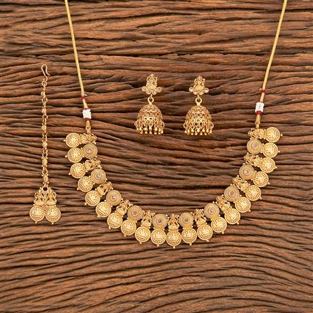Antique South Indian Necklace With Matte Gold Plating