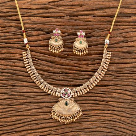 Antique Classic Necklace With Matte Gold Plating