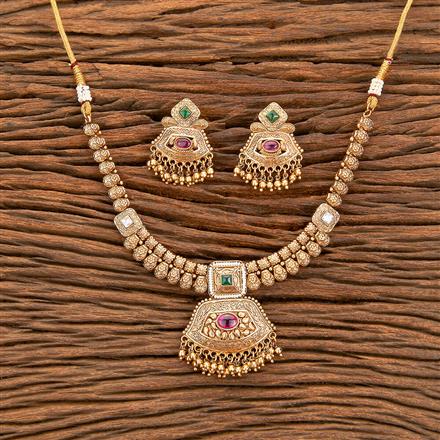 Antique Classic Necklace With Matte Gold Plating