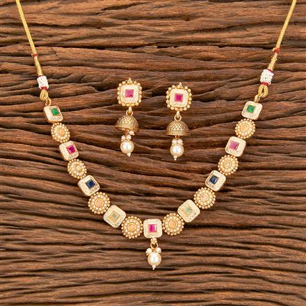 Antique Moti Necklace With Gold Plating