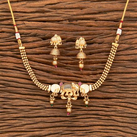 Antique Meenakari Necklace With Matte Gold Plating