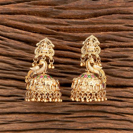 Antique Temple Earring With Matte Gold Plating