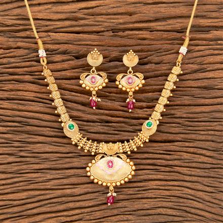 Antique Meenakari Necklace With Matte Gold Plating